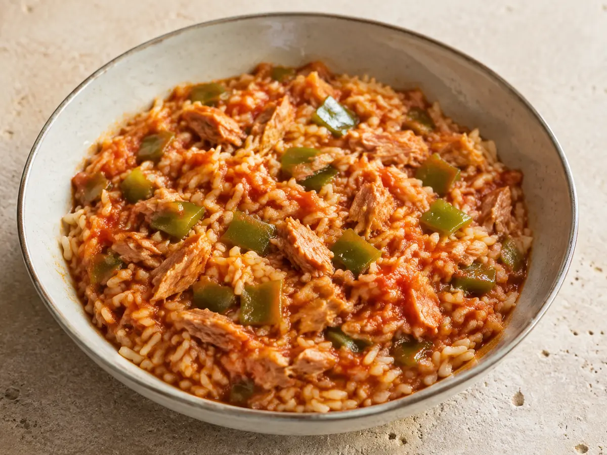 Imagen ilustrativa de la receta Arroz blanco con atún y tomate