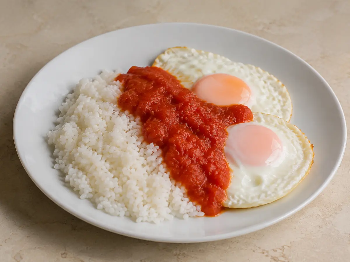 Imagen ilustrativa de la receta Arroz a la cubana con huevo y tomate