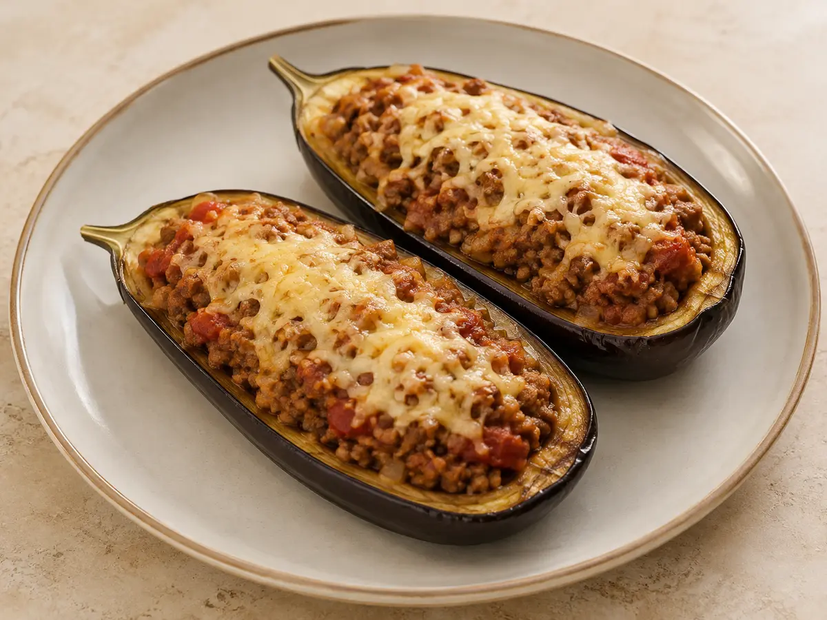 Imagen ilustrativa de la receta Berenjenas rellenas de carne y verduras