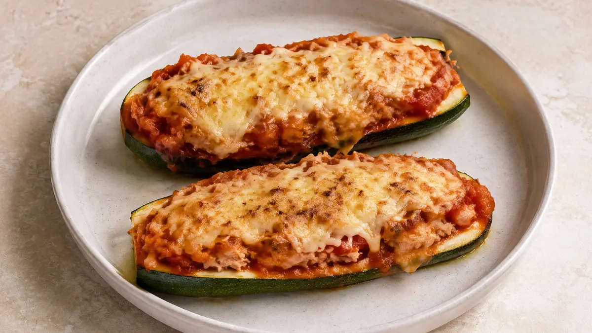 Fotografía ilustrativa de Calabacines rellenos de atún y queso
