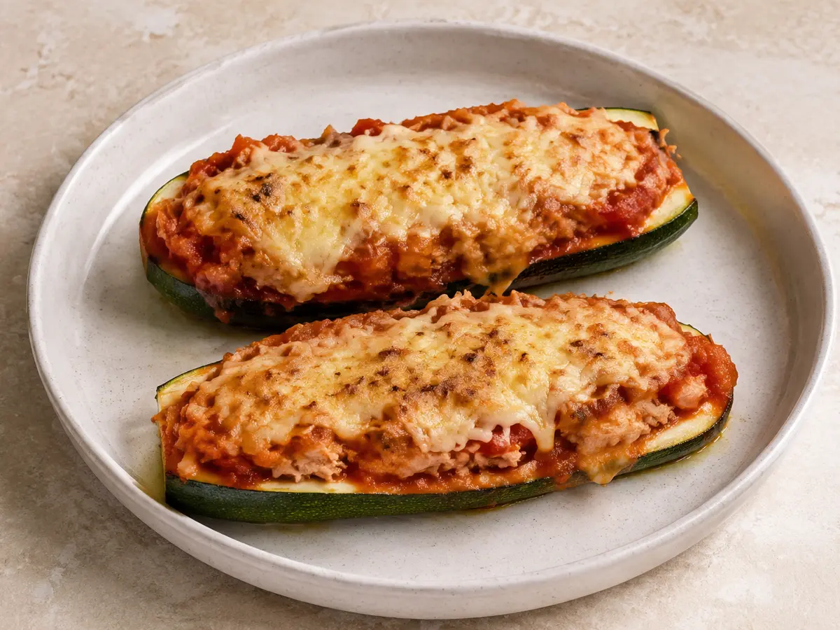 Imagen ilustrativa de la receta Calabacines rellenos de atún y queso