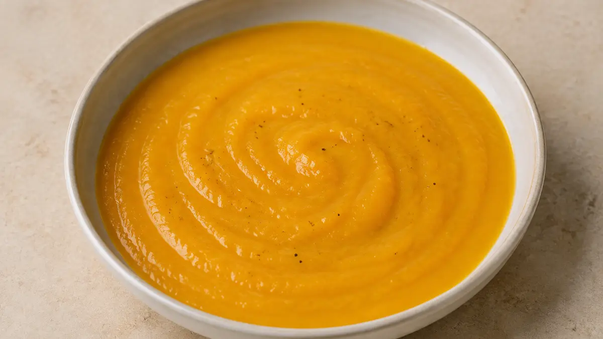 Fotografía ilustrativa de Crema de calabaza y zanahoria
