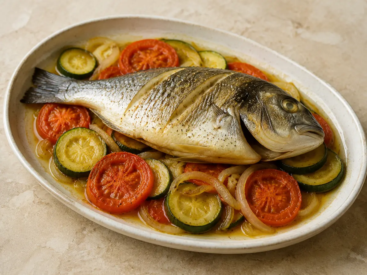 Imagen ilustrativa de la receta Dorada al horno con patatas
