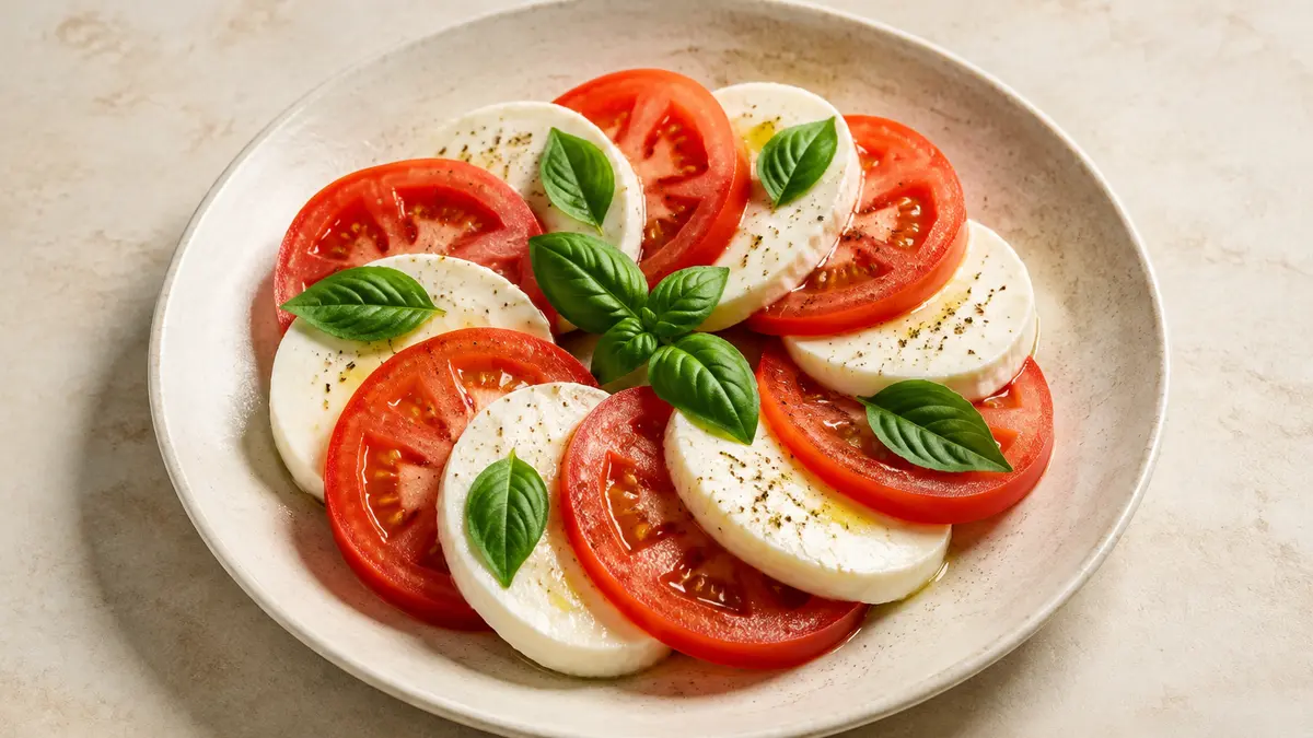 Fotografía ilustrativa de Ensalada de tomate y mozzarella