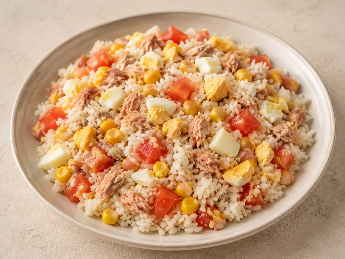 Imagen ilustrativa de la receta Ensalada de arroz, atún y tomate