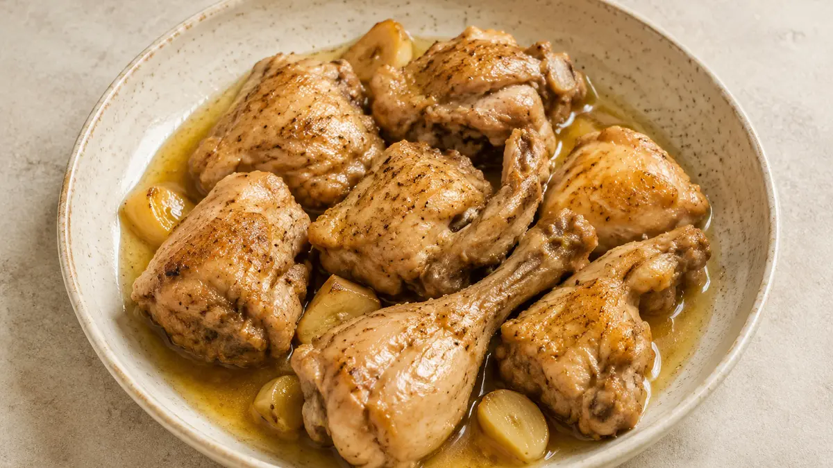 Fotografía ilustrativa de la receta Pollo al ajillo