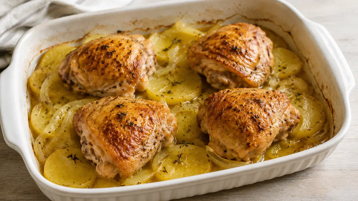 Fotografía ilustrativa de la receta Pollo asado con patatas