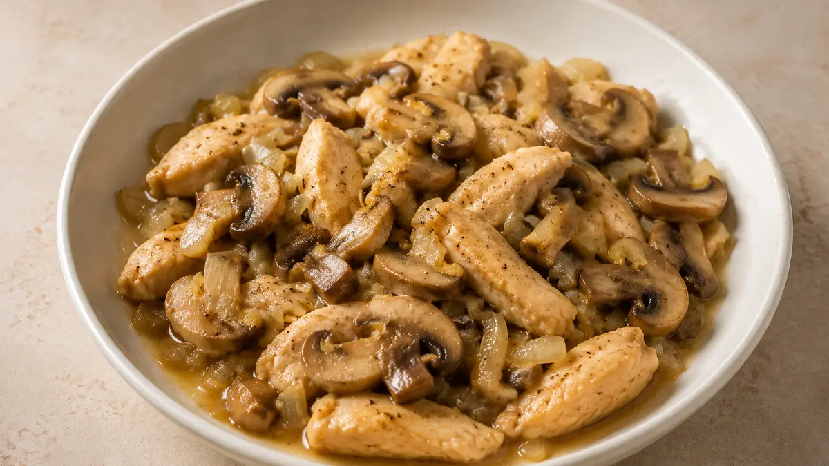 Fotografía ilustrativa de la receta Pollo con champiñones y patata